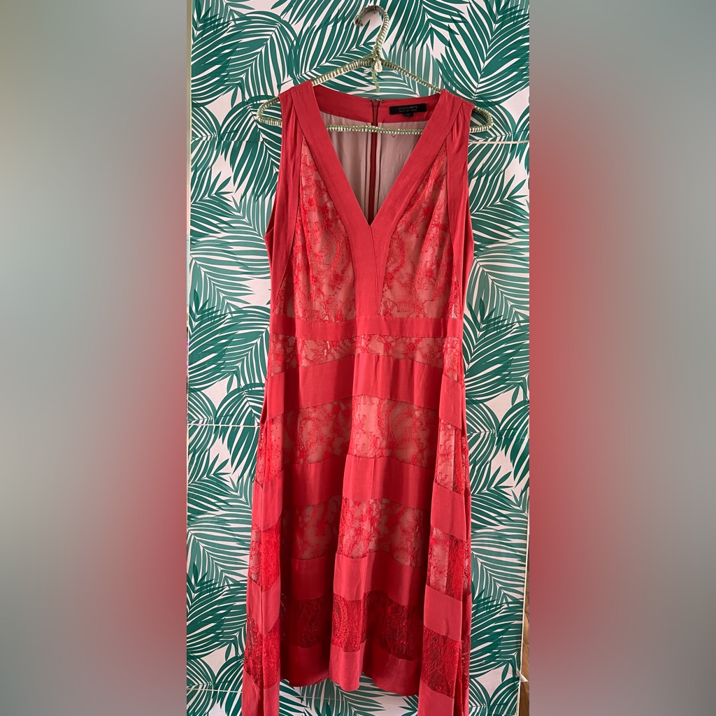 All Saints | Gwen Coral Lace Dress